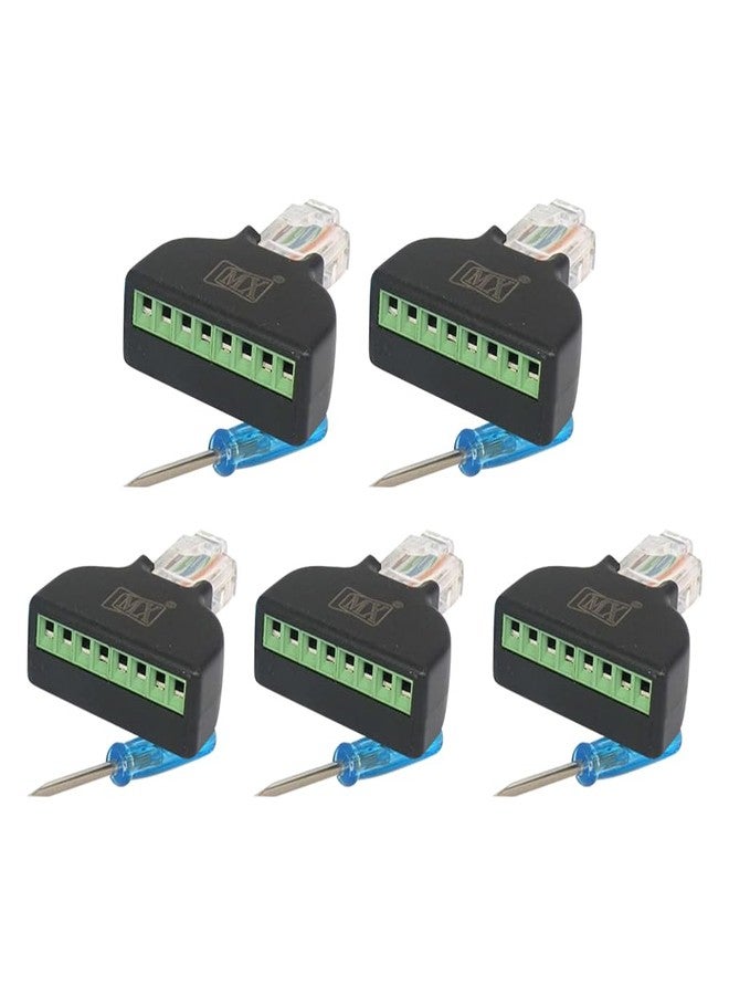 MX RJ45 to 8-Pin Screw Terminal Block Adapter, 2-Pack - Male 8-P8c to AV/Screw Terminal (Cat5/Cat6/Cat7 & CCTV Compatible)